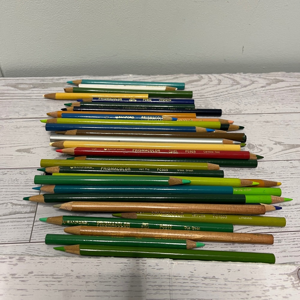 Lot of 25+ Sanford Prismacolor Premier Colored Pencils Green Blue Red Assorted